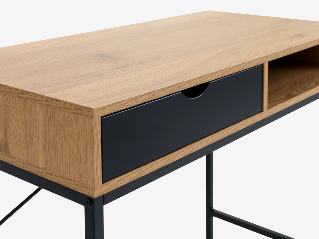 TRAPPEDAL radni stol 48x95 1 ladica hrast/crna