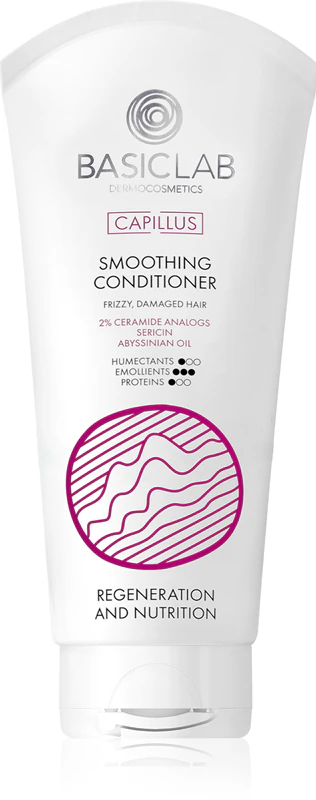 Condicionador alisador Capillus da BasicLab Dermocosmetics para cabelos rebeldes e com frizz.