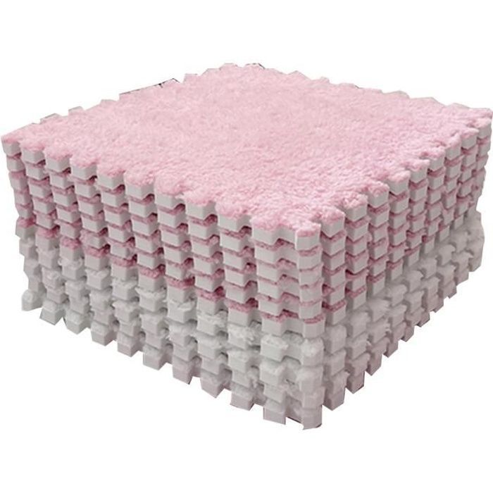 Alfombrilla de suelo de espuma afelpada entrelazada SURENHAP, 10 unidades, color rosa y blanco, para el cuidado de la primera infancia.