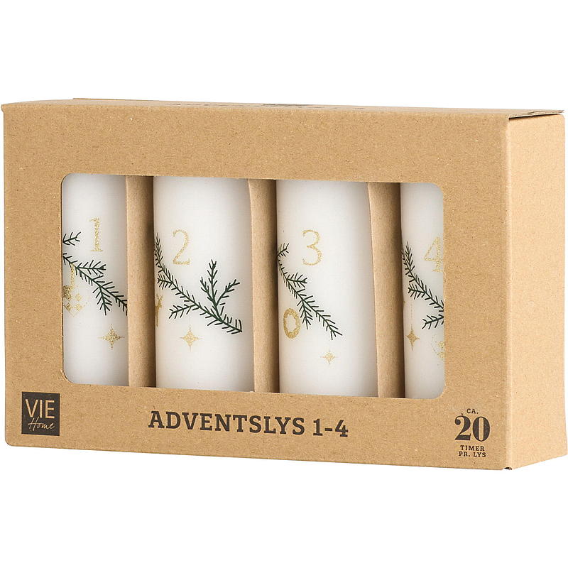 Vie Home adventslys 4-pak 11 cm 1-4 hvide
