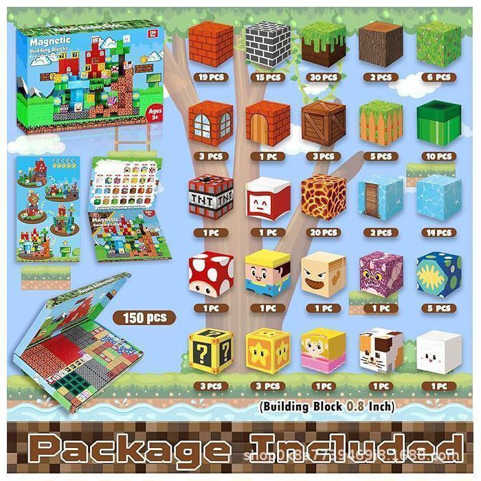 Magnetische Bausteine – NABAN Magnetbausteine – 150 Teile – Geschenk für Kinder ab 3 Jahren