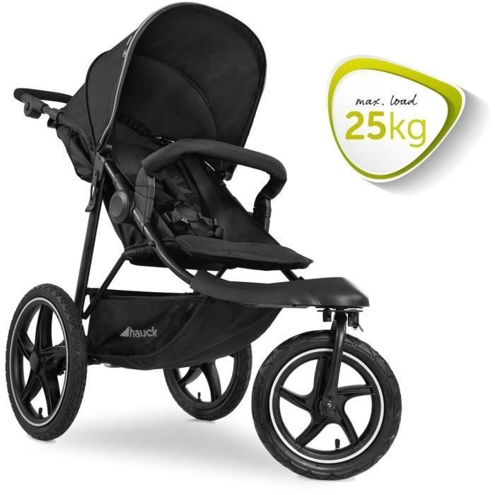 HAUCK – Geländegängiger Kinderwagen – RUNNER 2 – 3 Räder – Einhand-Faltmechanismus – Schwarz