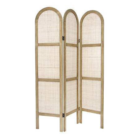 Parawan Sana 120 x 170 cm naturalny drewno paulowni i rattan