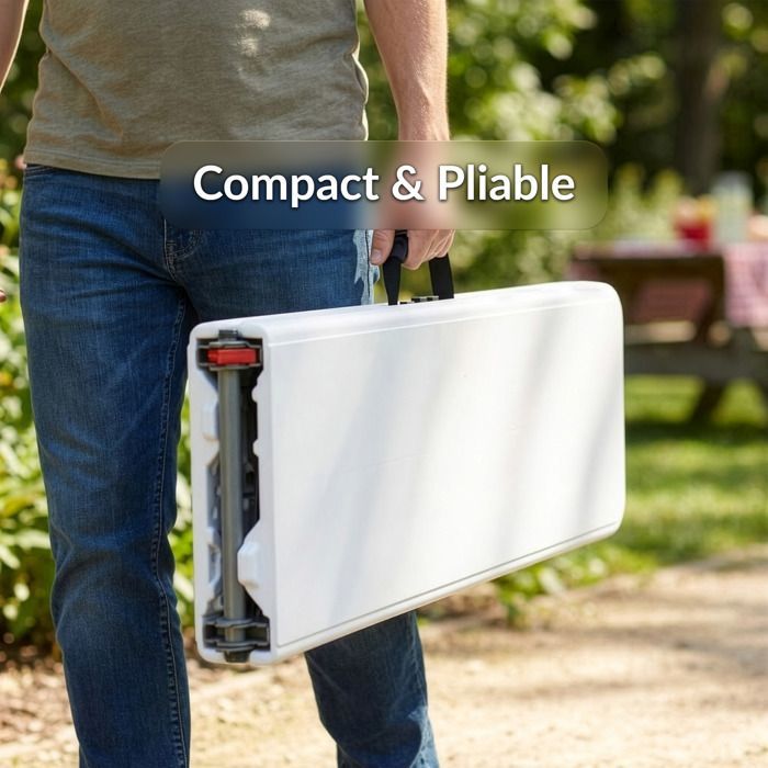 Folding bench 183 × 28 × 43 cm, White, weather resistant - Practical for garden & patio