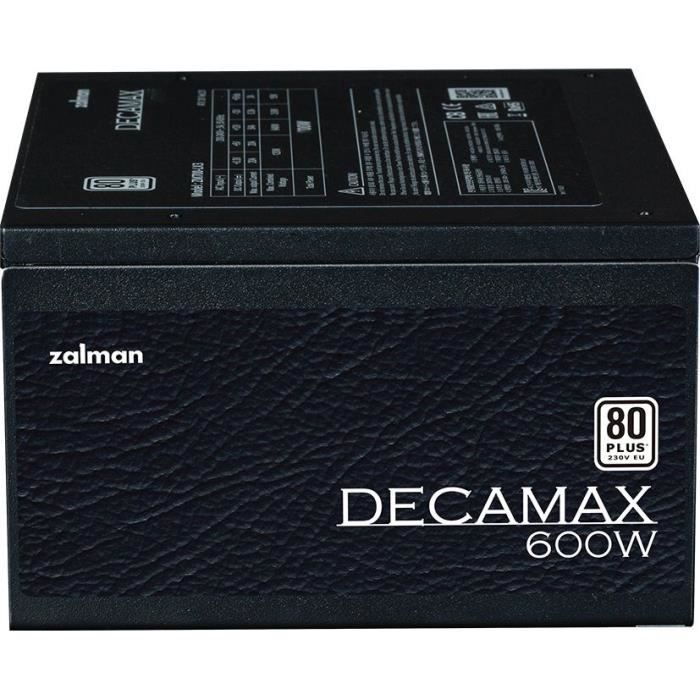 Fonte de alimentação ZALMAN DecaMax 600W para PC - 80+ - Não modular - Ventoinha de 120mm - Preta