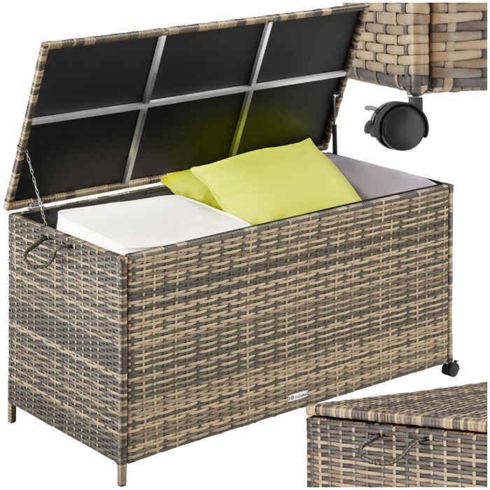 TECTAKE - Boîte de rangement Kuusamo, aluminium et roulettes - Nature foncé/gris - Extérieur, grand espace - 117x54x64cm
