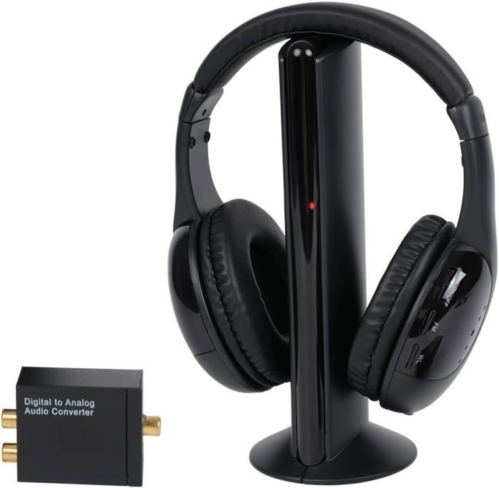 Casque TV Stéréo Sans Fil - LASER GENETICS CARRON - Noir - Hi-Fi - Moniteur - Radio FM