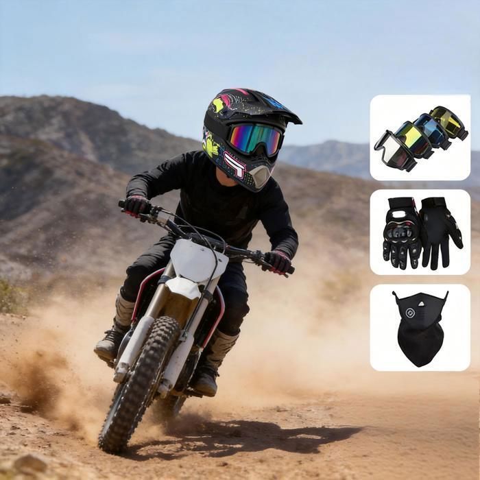 Casco de motocross para adultos, ATV, descenso, MTB, DH, con capucha, color negro.