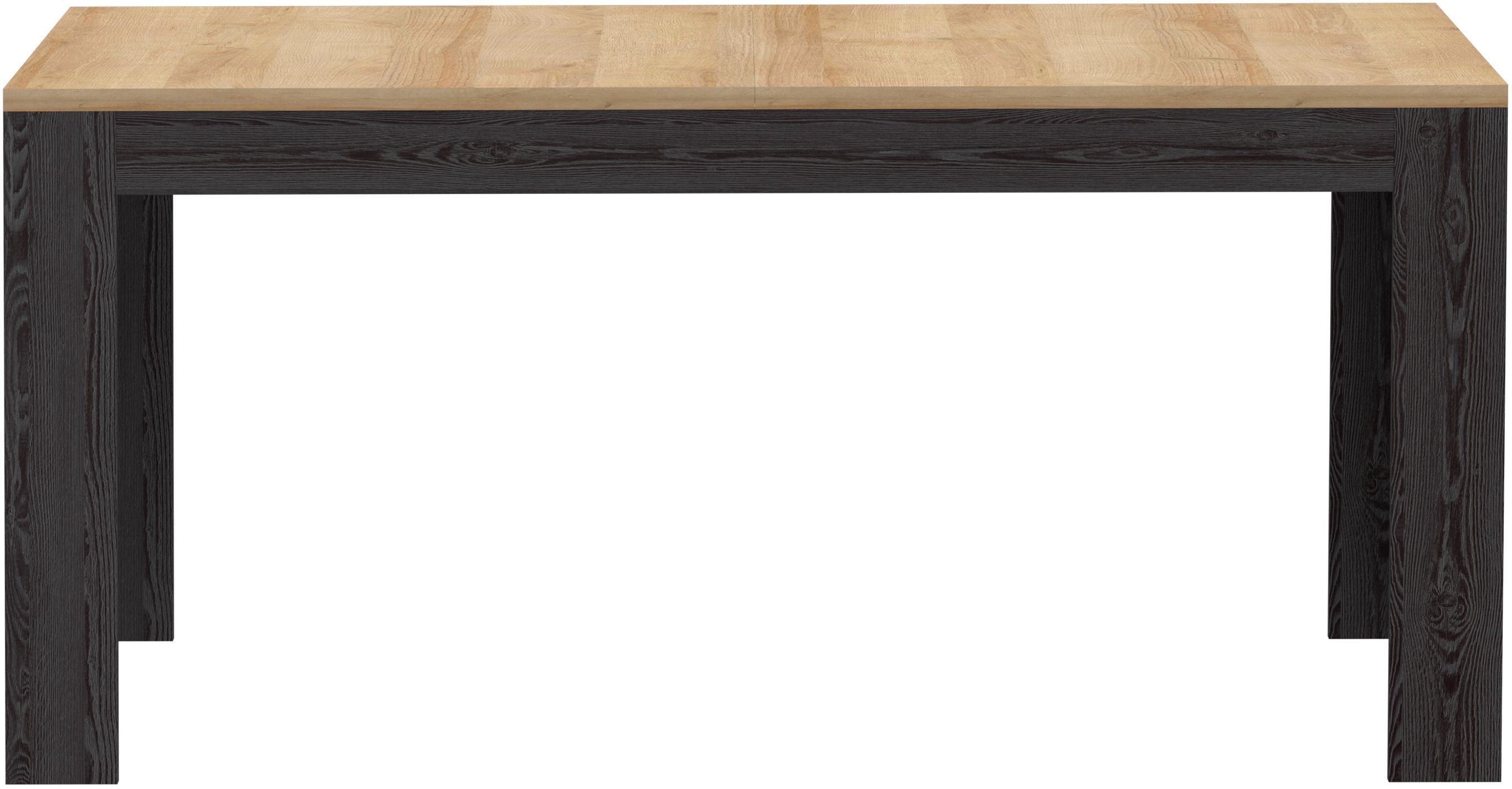 Table à manger extensible BOHOL – Noir & Bois – 8 personnes – Extension L 160 à 206,6 × P 90,2 × H 78,2 cm