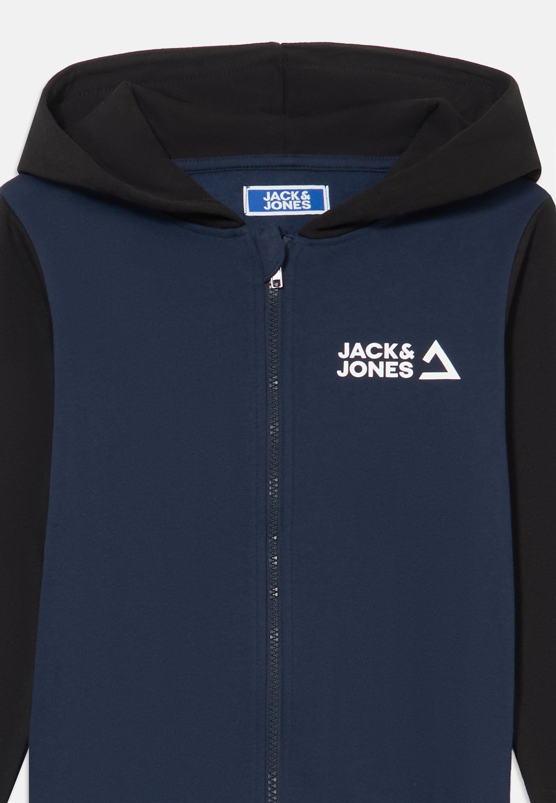 Jack & Jones Junior JJKAI Kapuzenpullover mit Reißverschluss – Marineblau/Weiß