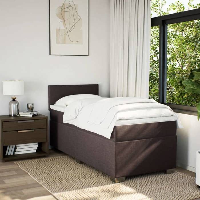 Struttura letto con materasso - Marrone scuro - 90x200 cm - Molle insacchettate - Massimo relax