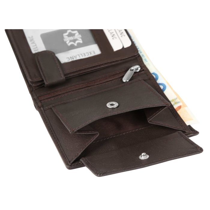 Wallet - EXCELLANC - no model - Goatskin leather - Vertical format - Zip closure