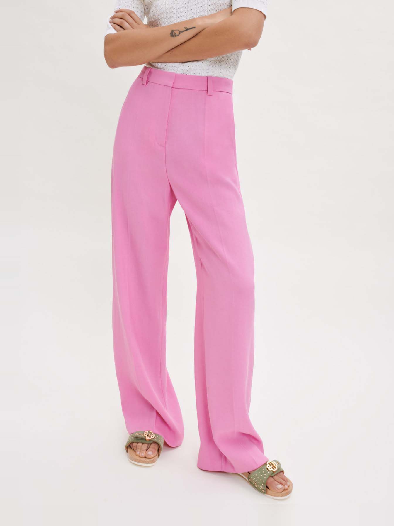 Pantaloni fluidi de costum - rose bonbon