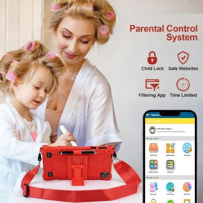 Tablette 8 Pouces Android 13 Tablette Enfants,6GB RAM 128GB ROM,5G WiFi，Contrôle Parental,Google Playstore certifié