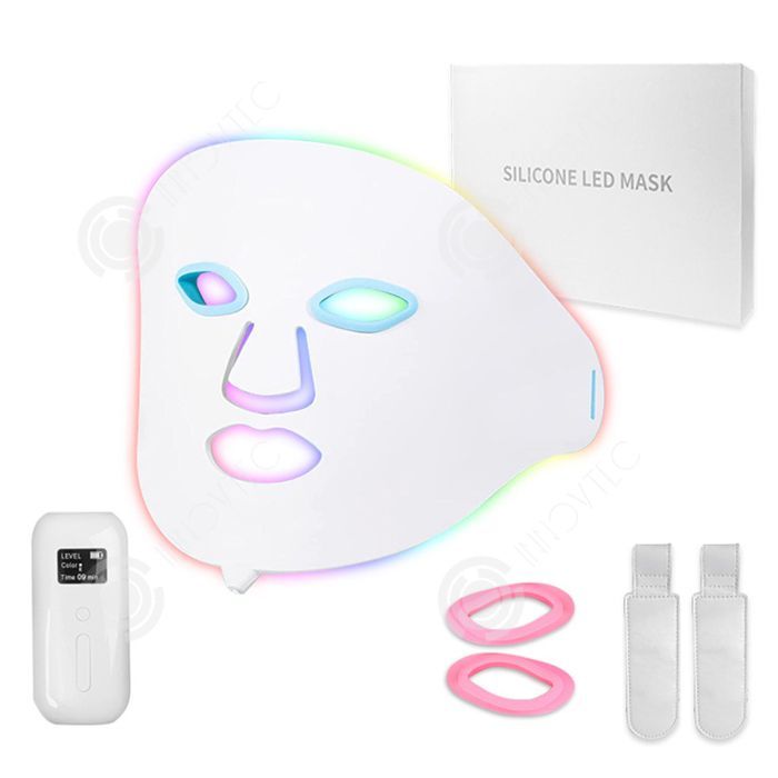 INN Masque facial 5W LED masque en silicone à lumière LED 7 couleurs masque de beauté photo-rajeunissant et blanchissant contre