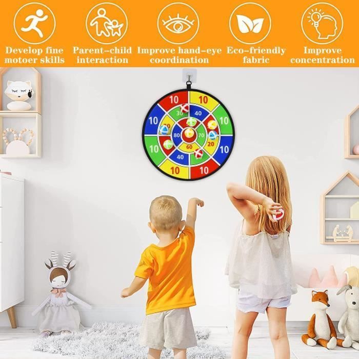 Dartbord met zelfklevende ballen, binnen- en buitensportspeelgoed, cadeau voor jongens en meisjes, met haak