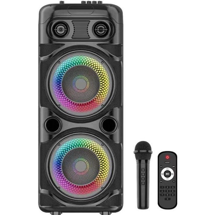 Altoparlante karaoke illuminato - INOVALLEY - KA123-XXL - Bluetooth V5.0 - 75 cm - 900 W - Nero