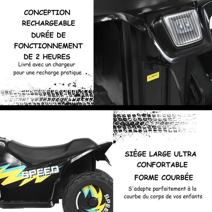 COSTWAY Elektrisches Quad für Kinder, 6 V, max. 4,5 km/h. Kinderfahrzeug ab 3 Jahren, Schwarz