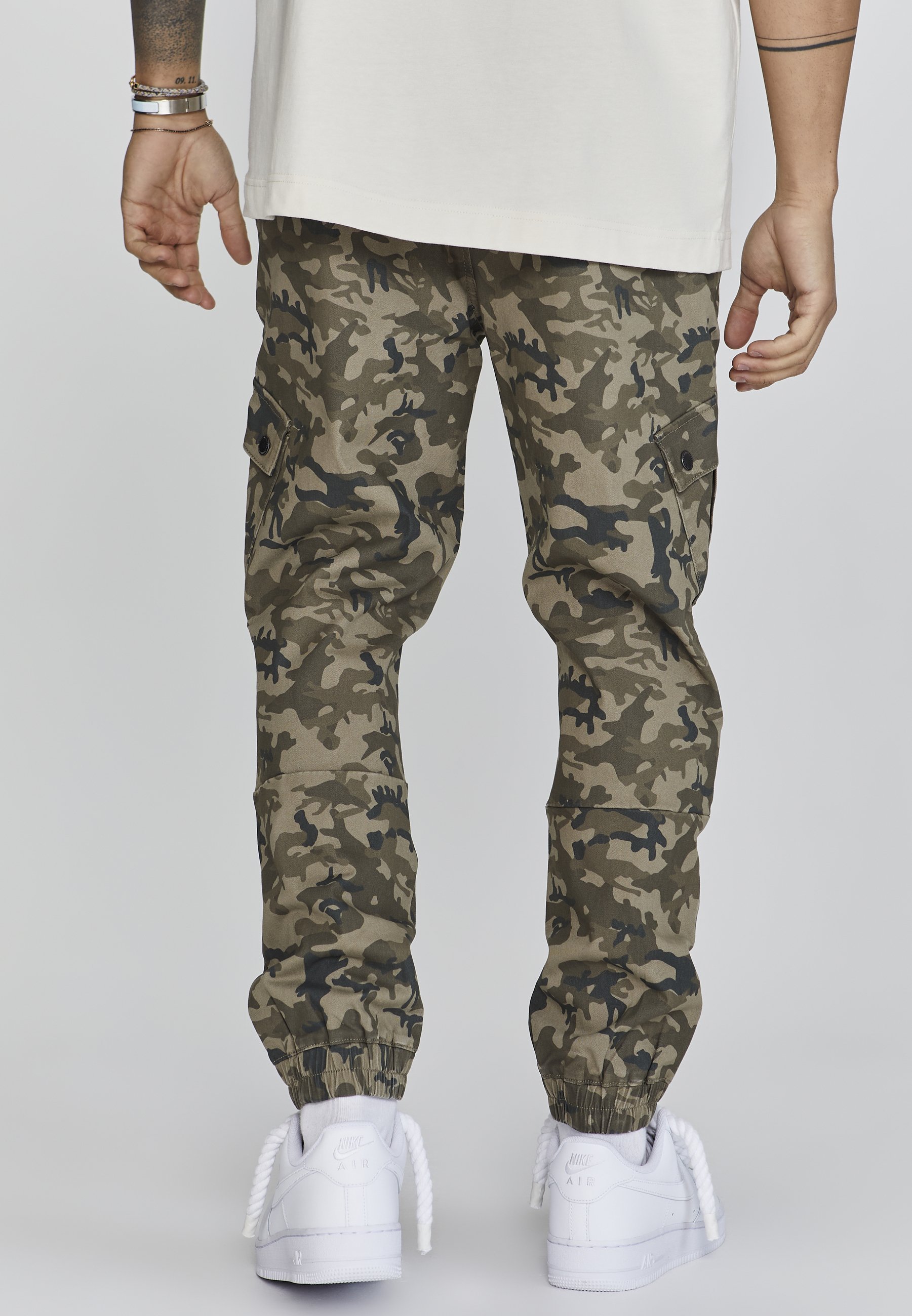 SIKSILK Cargobroek - groene camouflage