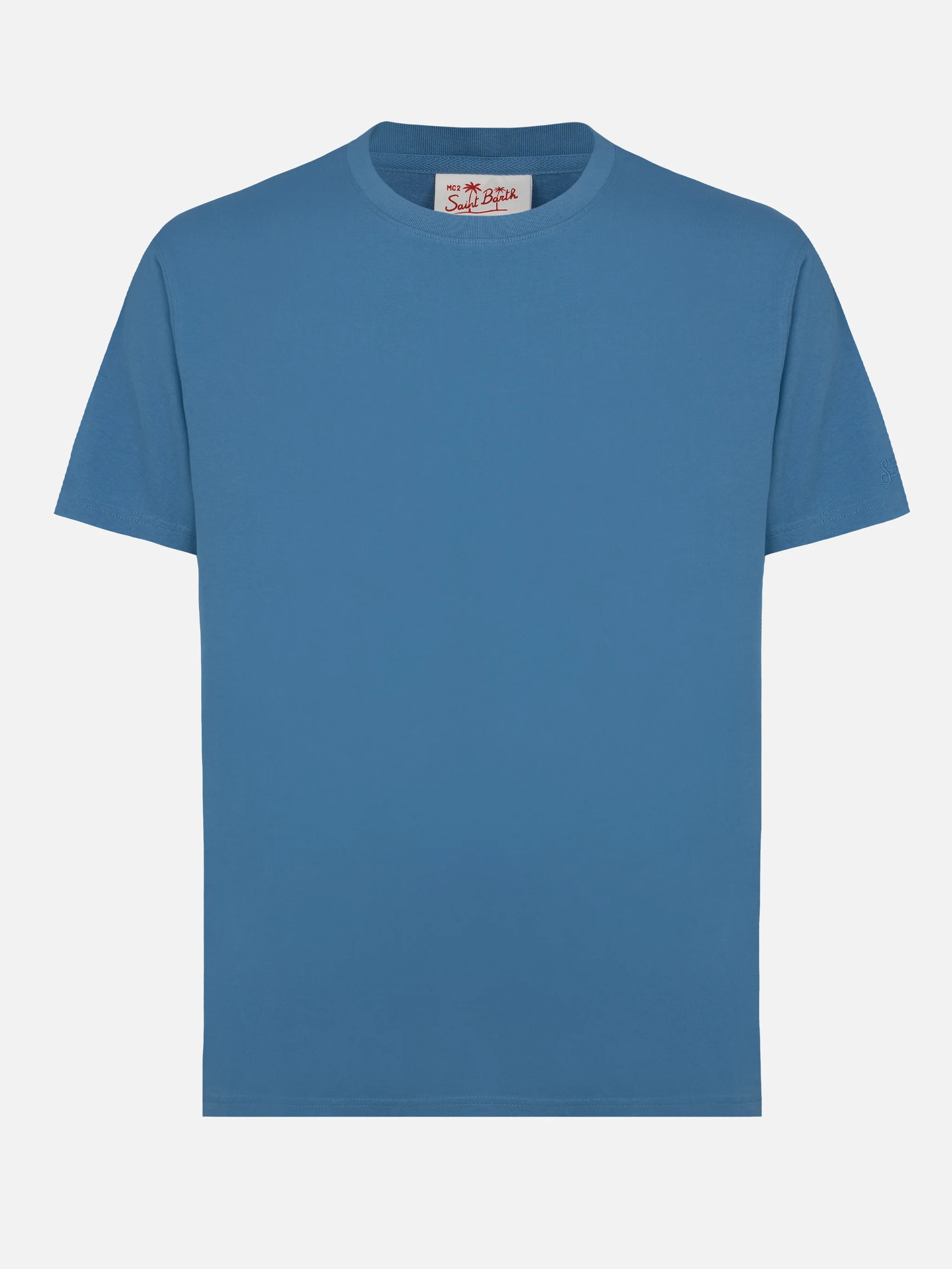 Dover T-shirt van lichtblauwe katoenen jersey met St. Barth-borduurwerk.