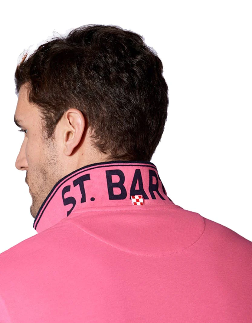 Fluorescerend roze piqué poloshirt met St. Barth-ruitlogo