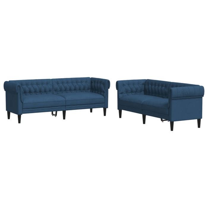 vidaXL Ensemble de canapés 2 pcs bleu tissu, canapé, siège de canapé, canapé relax, canapé confort, fauteuil de télévision 3209206