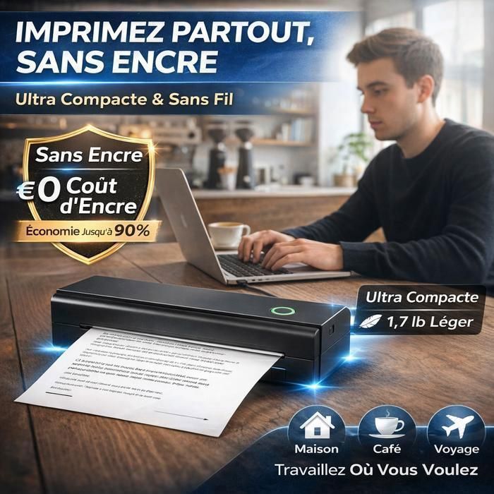 Thermodrucker mit 215 Blatt A4-Papier, Bluetooth-fähig, kompatibel mit PC/Mac/iOS/Android, 203 dpi, tragbarer Drucker