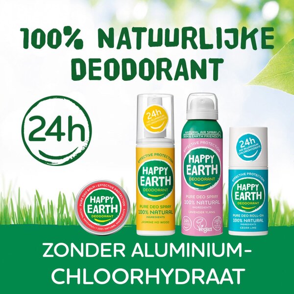 Deodorant stick Happy Earth 100% natural, inodor, cu cristale pure<br>90g