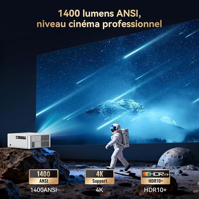 OSCAL PV800 Pro — Vidéoprojecteur portable 4K Google TV, HDR10+, Full HD natif, Autofocus, Wi‑Fi 6