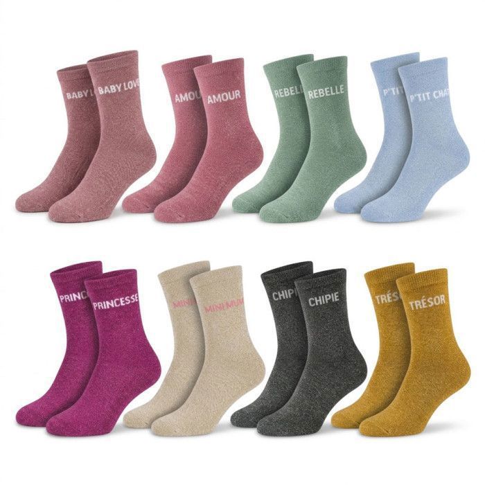 Calcetines de lentejuelas para niñas OZABI con mensaje humorístico 3762 Paquete de 8 pares