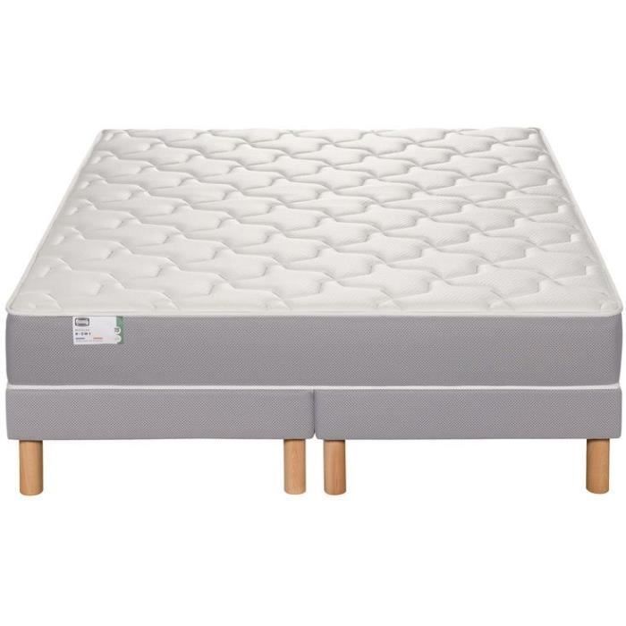 Conjunto de colchón y base de cama SIMMONS de 90 x 190 cm y 22 cm de altura - Muelles ensacados Fullspring - Fabricado en Francia - R-SW1