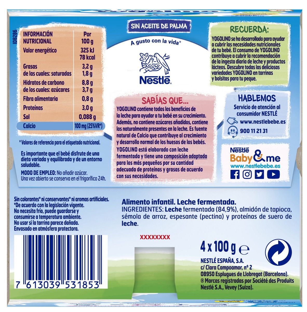 Yogolino piena produktu iepakojums zīdaiņiem Zīdaiņiem un bērniem