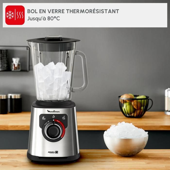 Frullatore ad alta velocità Moulinex PerfectMix+, 1200 W, ciotola da 2 litri, capacità utile 1,5 litri, tecnologia delle lame Powellix.