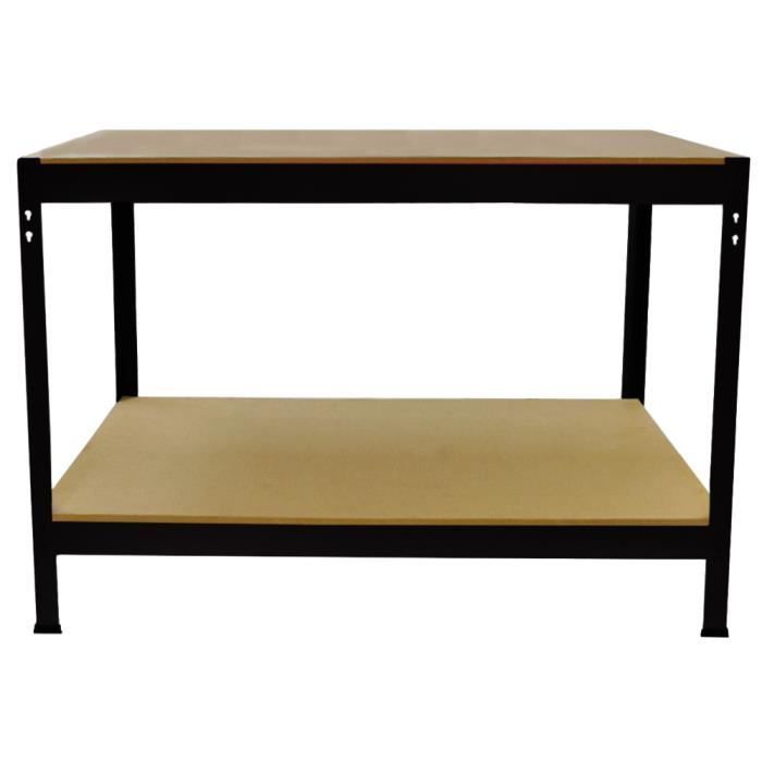 Banco de trabajo para taller / Mesa de trabajo de acero negro - Estantería Monster - 120 cm x 60 cm x 90 cm - Capacidad de 200 kg
