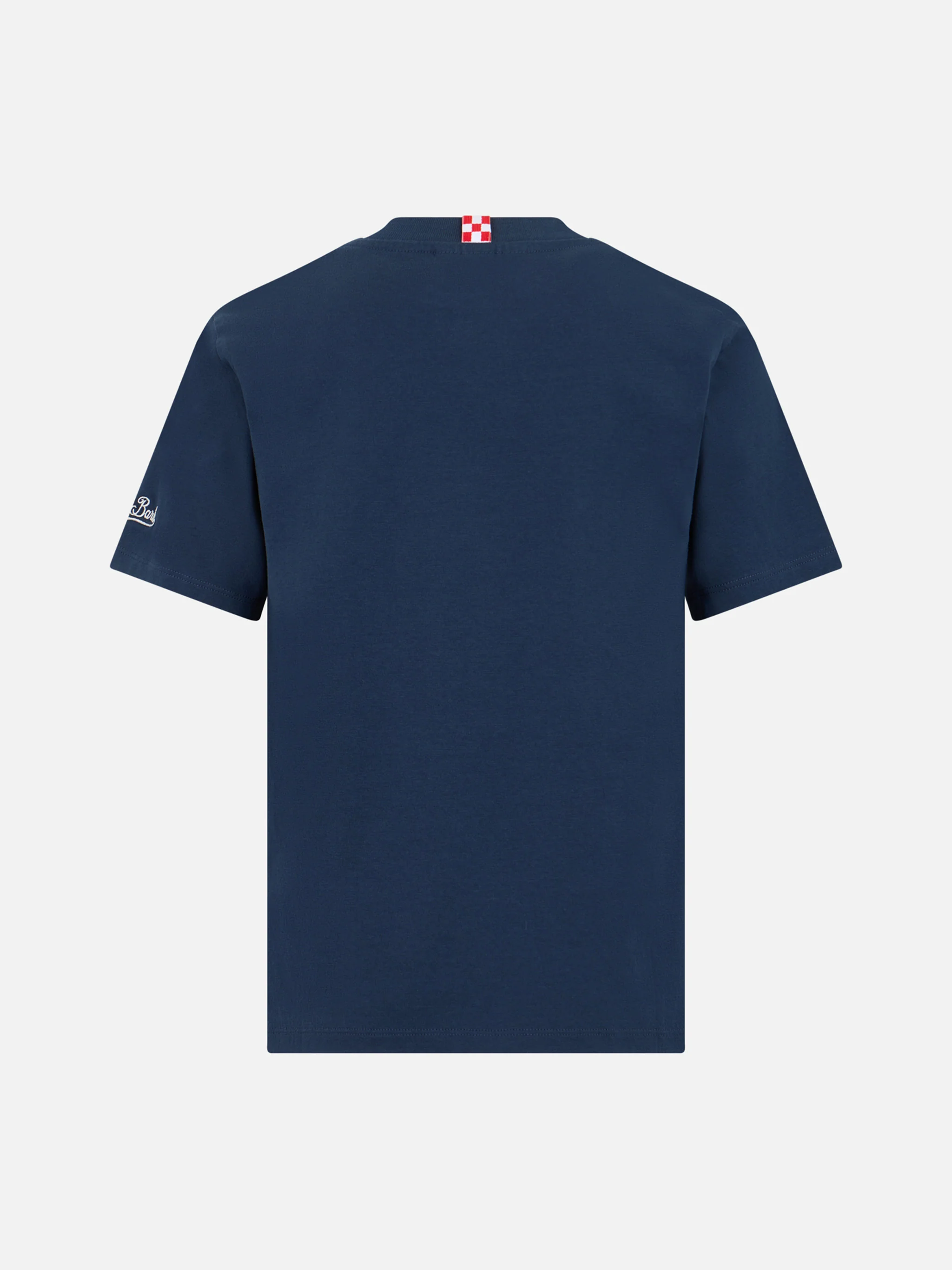 Kinder T-shirt van katoen met badstof patch, geïnspireerd op de Koning van St. Barth.