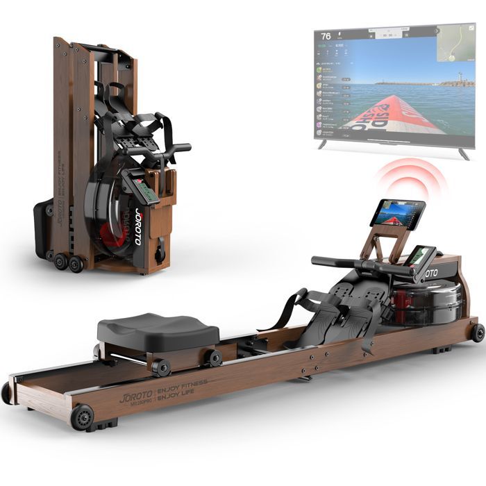 Rameur à eau - JOROTO - MR280Pro - Chêne massif - Pliable - Moniteur Bluetooth (Kinomap)