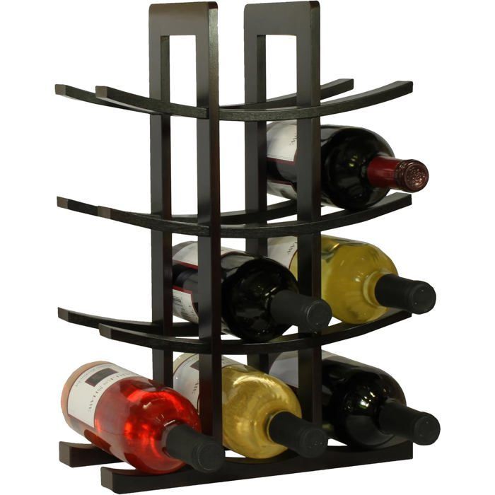 Freestanding wine rack for 12 bottles of wine, large storage shelf for cellar and kitchen (black)