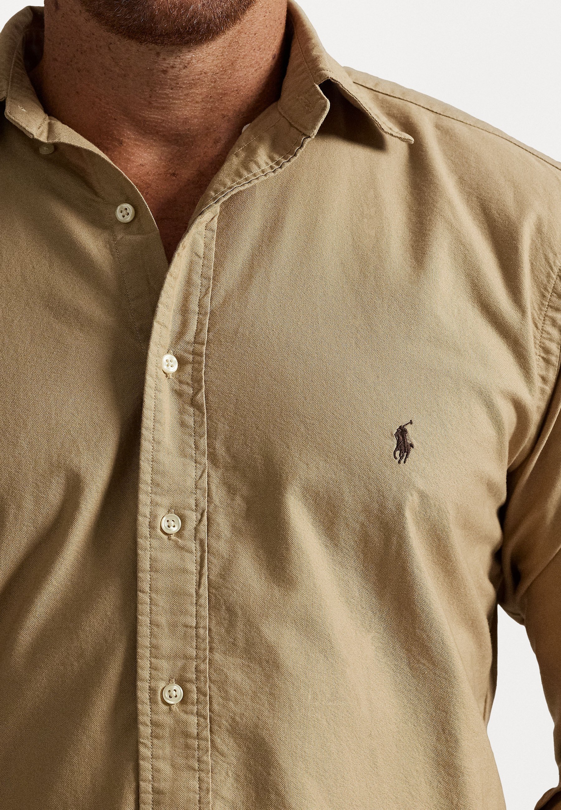 Chemise Oxford teinte en pièce Polo Ralph Lauren grandes tailles - Beige côtier