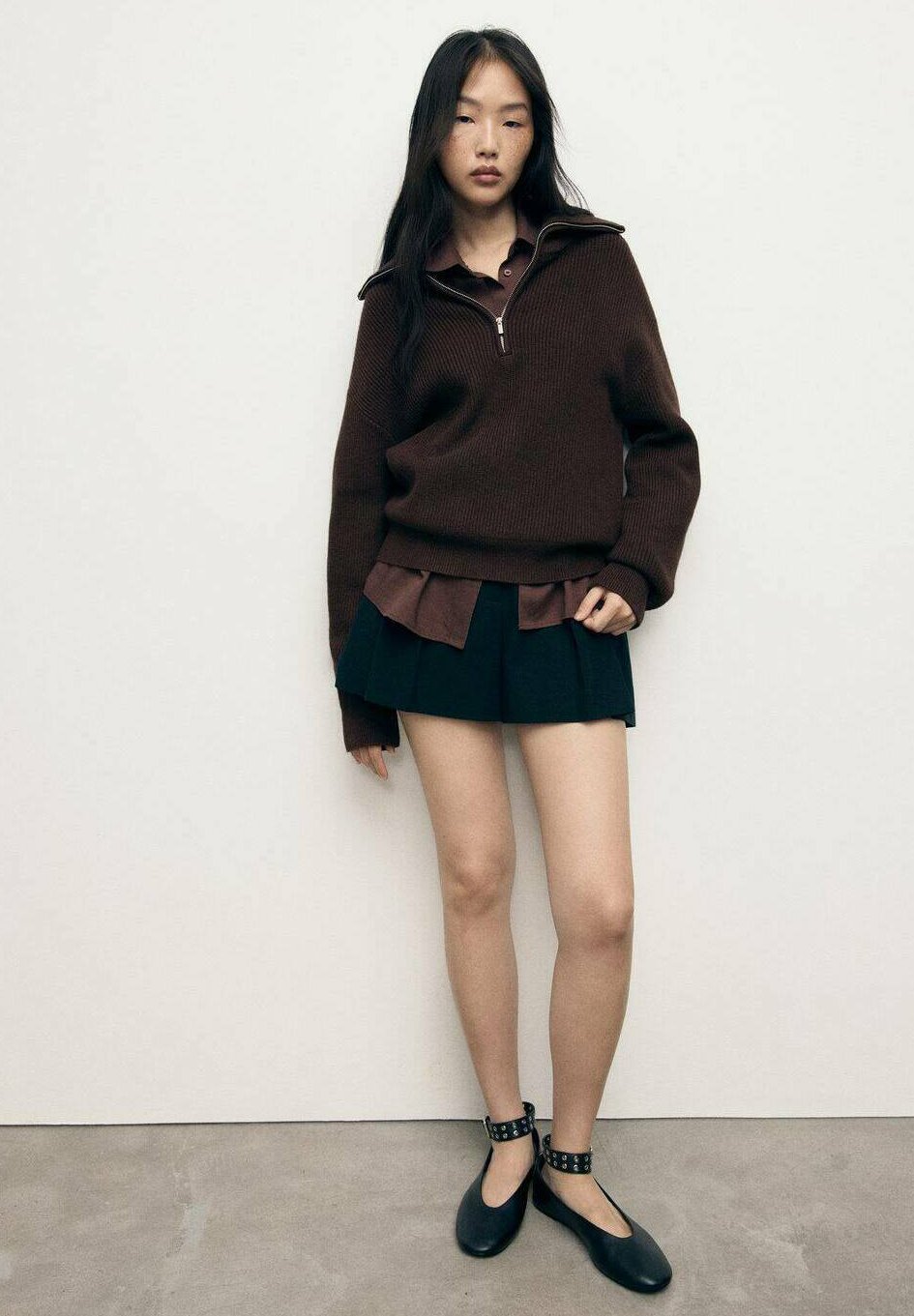 Pull Mango ZIPPER - marron