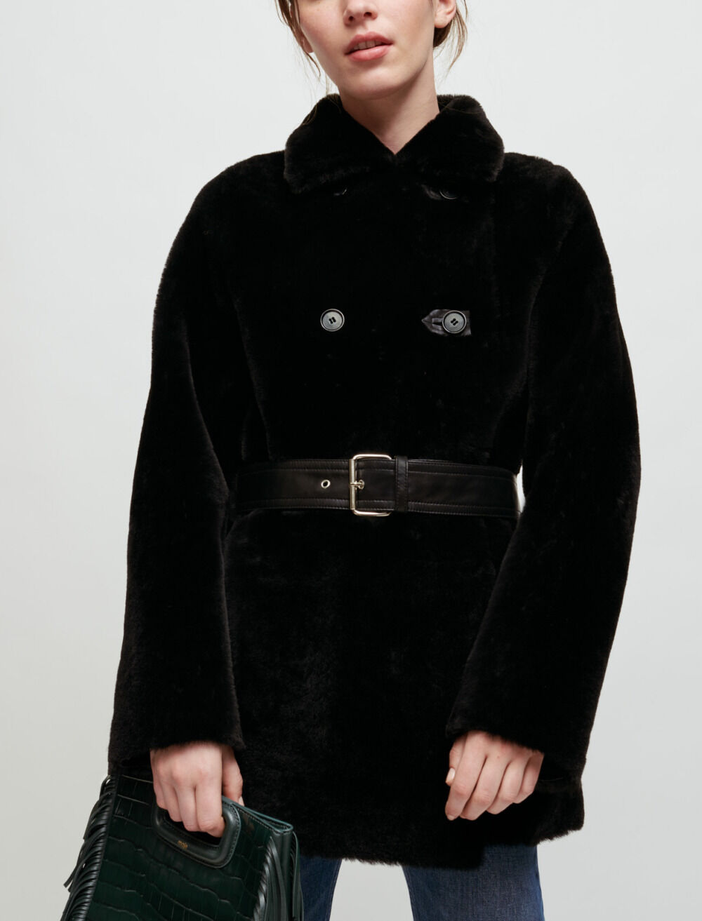 Palton reversibil din sherpa - Negru