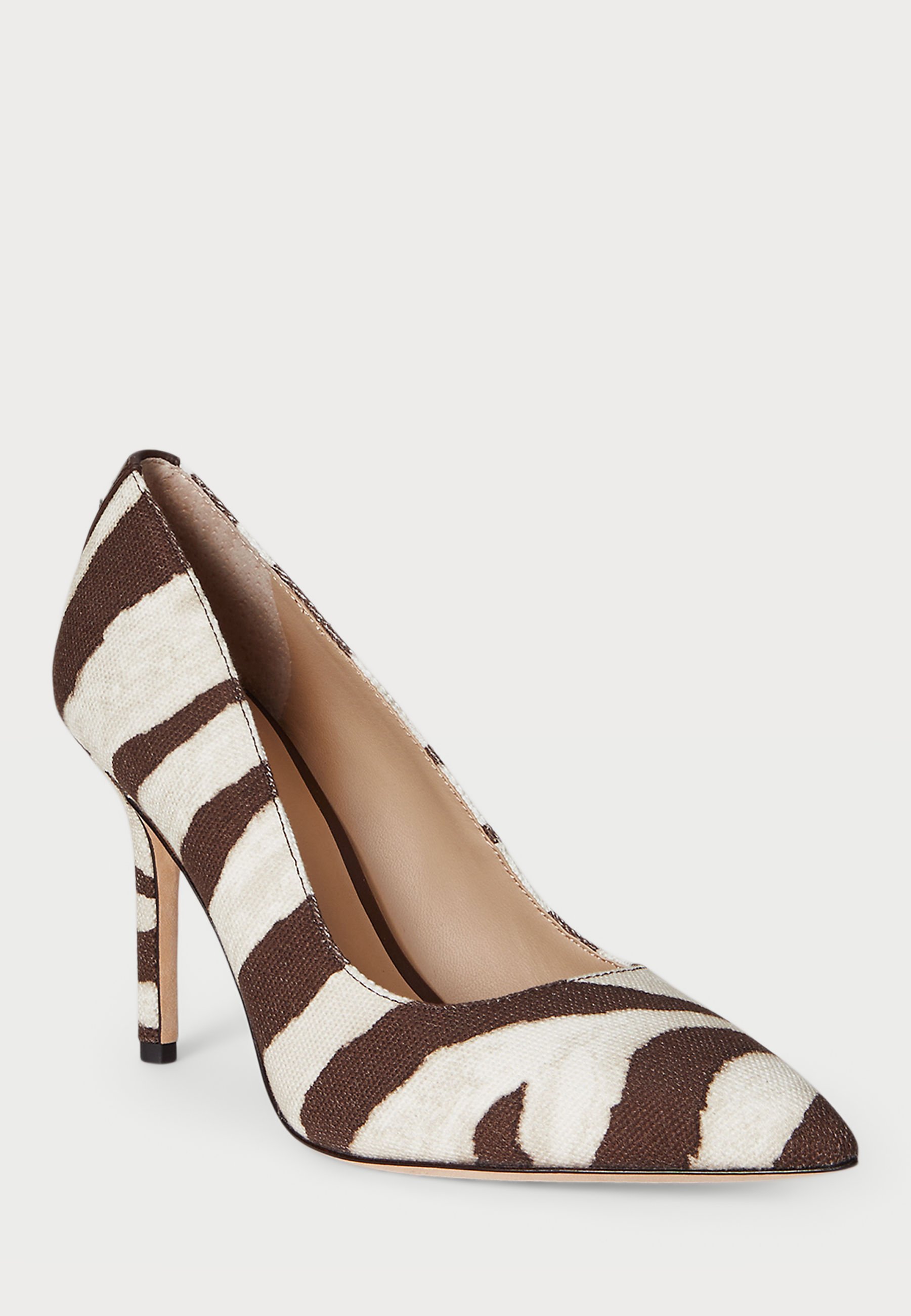 Lauren Ralph Lauren LINDELLA II ZEBRA PRINT CANVAS PUMP - Klassieke hakken - donkerbruin/gebroken wit
