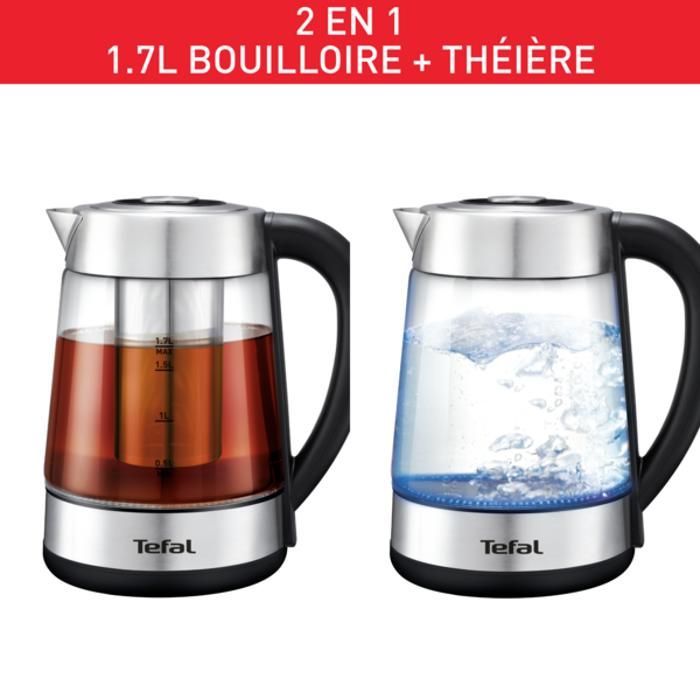 Bouilloire électrique et théière 2-en-1 TEFAL BJ750D10 - 5 réglages - Capacité 1,7 L - Infuseur inox