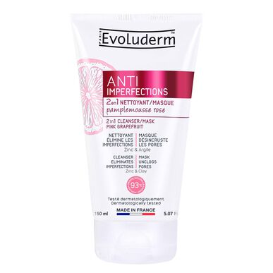 Evoluderm-puhdistusgeeli ja epäpuhtauksia ehkäisevä naamio 150 ml 150 ml