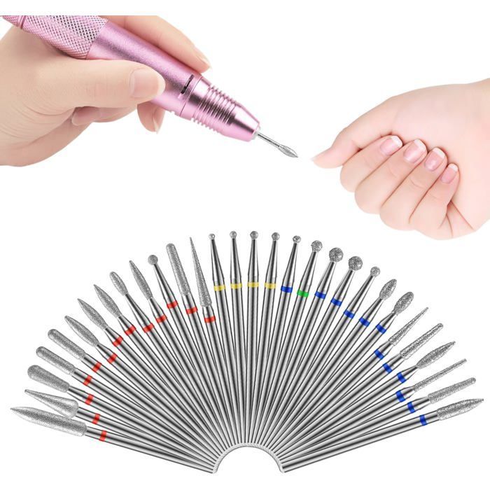 30 Pieces Nail Drill Bits Electric Nail File Bits for Manicure and Pedicure, Nail Drill Bits Cuticle Cleanser [YP209]
