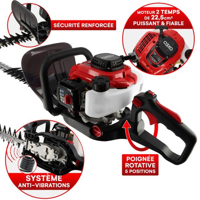 PRO Benzine Heggenschaar - 2-takt 22,5cc Motor - Groot Blad van 76 cm - Lichtgewicht - Trillingsdempend - Draaibare Handgreep
