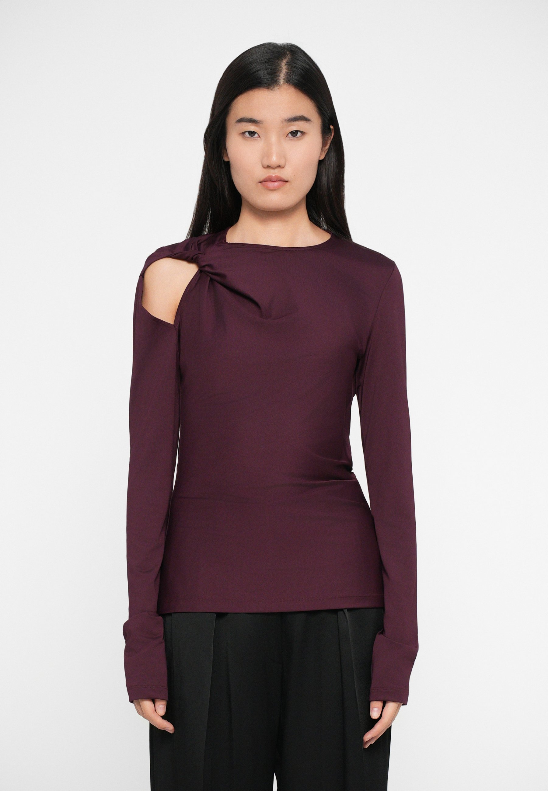 Victoria Beckham top met gedraaid armgatdetail - Top met lange mouwen - bordeauxrood