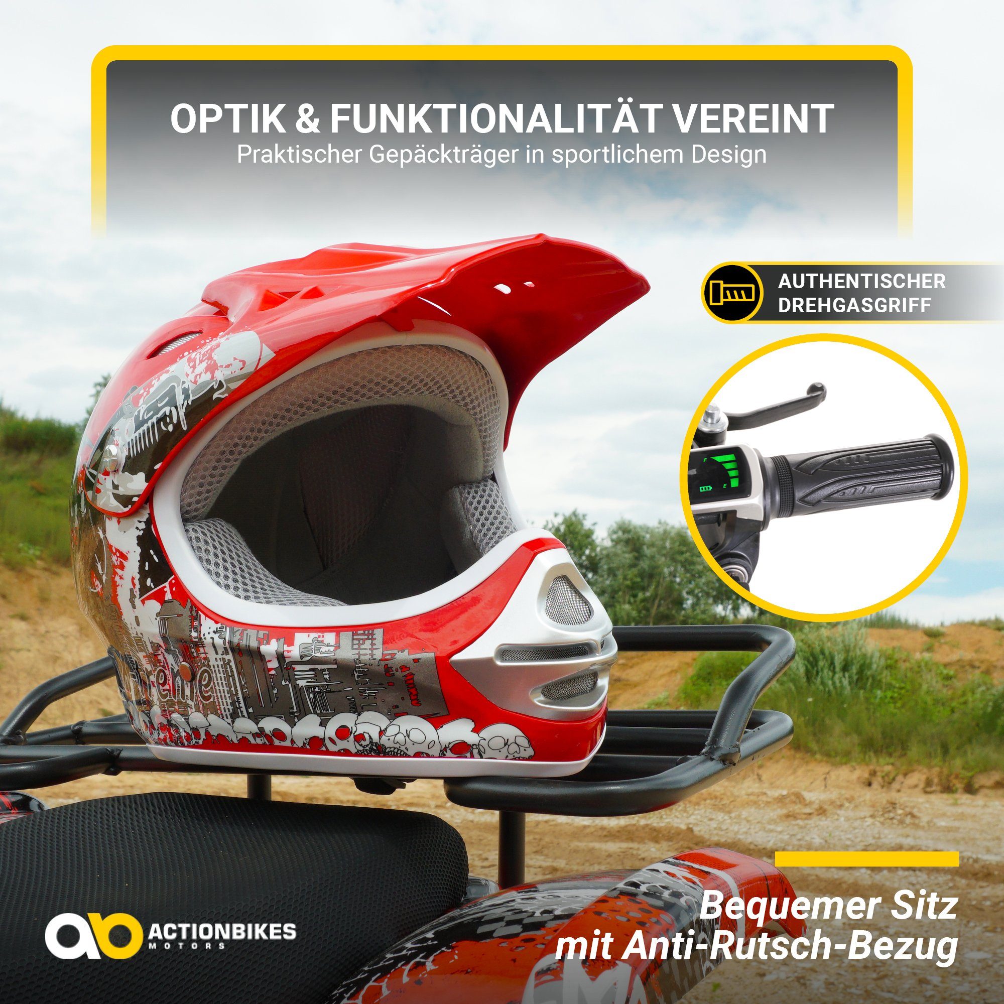Actionbikes Motors sähköinen lasten mönkijä lasten sähkömönkijä Torino ATV 1000 W 36 V, kantavuus 50 kg, (1 kpl), taskumönkijä - turvakosketus - rei'itetty levyjarru - jopa 25 km/h