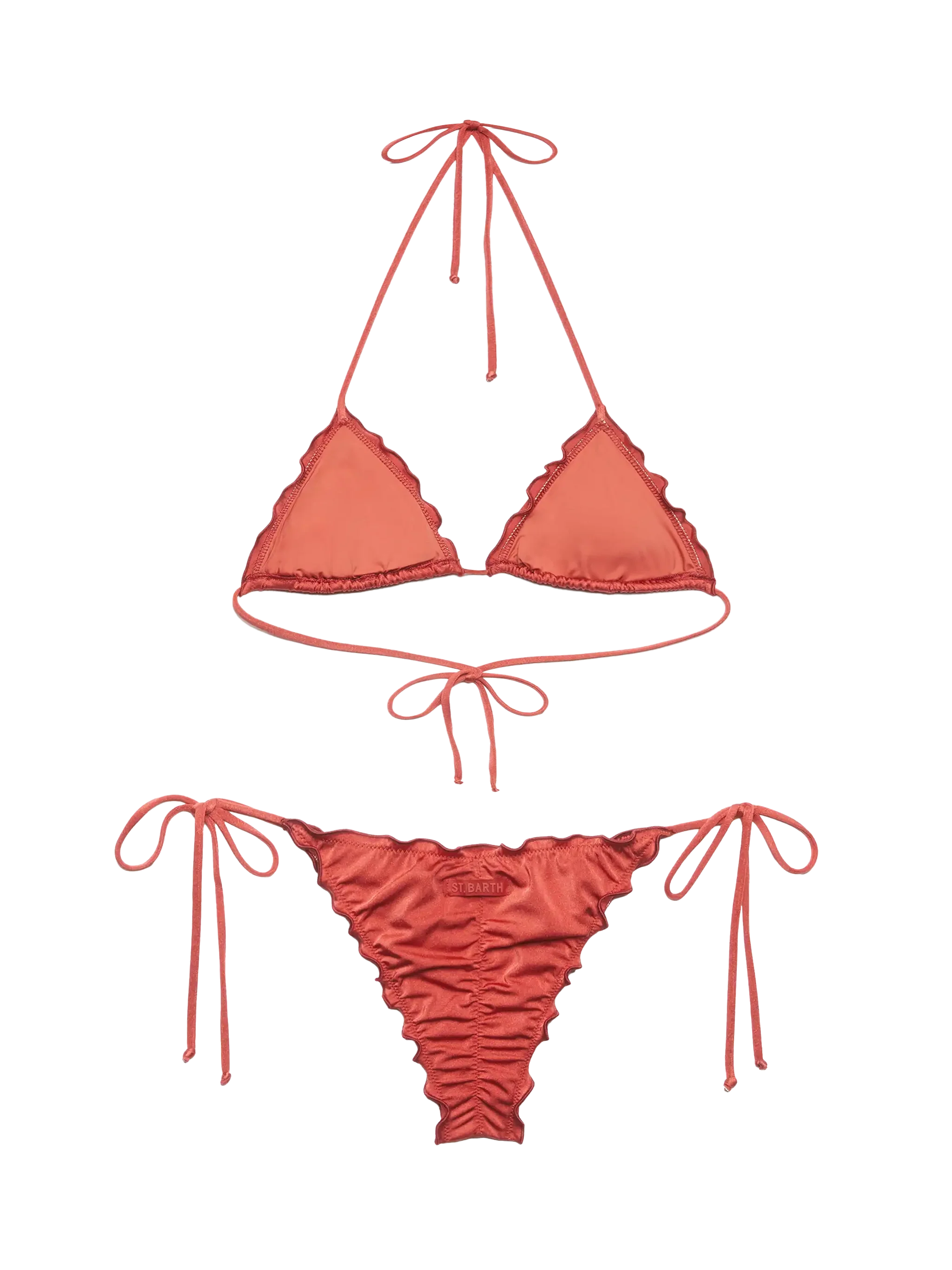 Sagittarius Miami Classic Triangle Bikini in Brick Red Shimmer