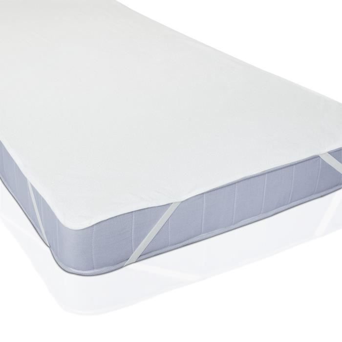 Protector de colchón plano con bandas elásticas, blanco, 90 x 200 cm - Impermeable, protector de colchón de 2 capas con revestimiento y barrera antihumedad.
