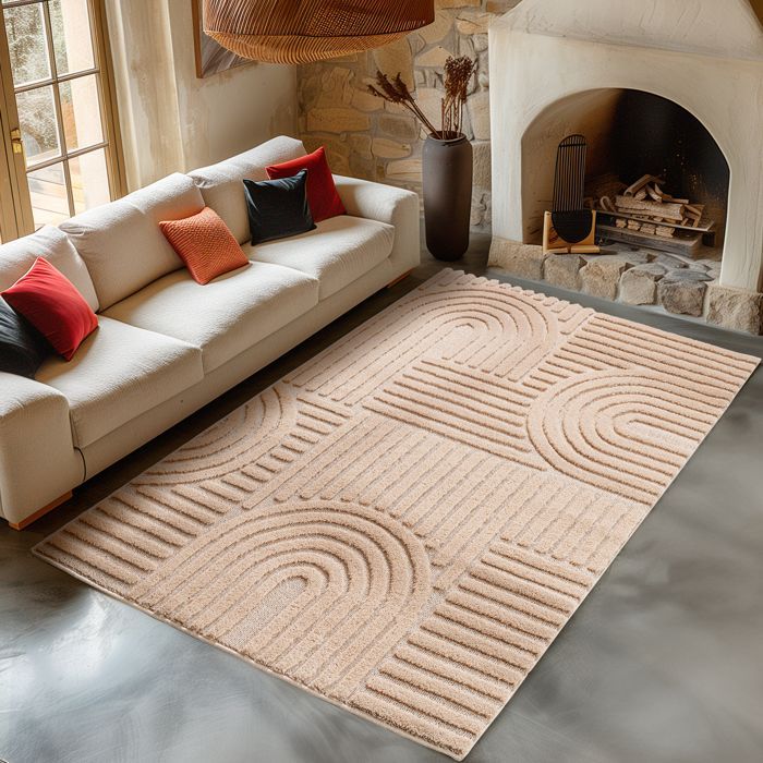 Carpetsale24 Tapis de Salon ou chambre en Rose 120 x 170 cm style bohème scandinave avec effet haut-bas tapis décoratif